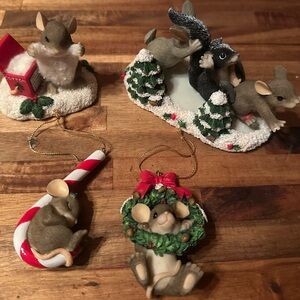Charming Tails Fitz, Floyd & Friends Christmas Mouse 4 piece Set